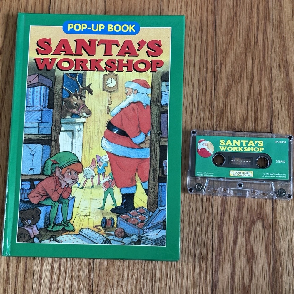 Good Times Pop-up Book, Tape Santa's Workshop Vtg 1992 Children's Christmas Elf